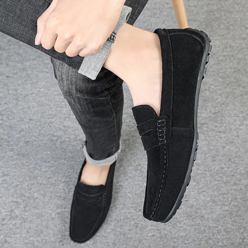 Men's suede loafers slip-on casual shoes in multiple colours with round toe