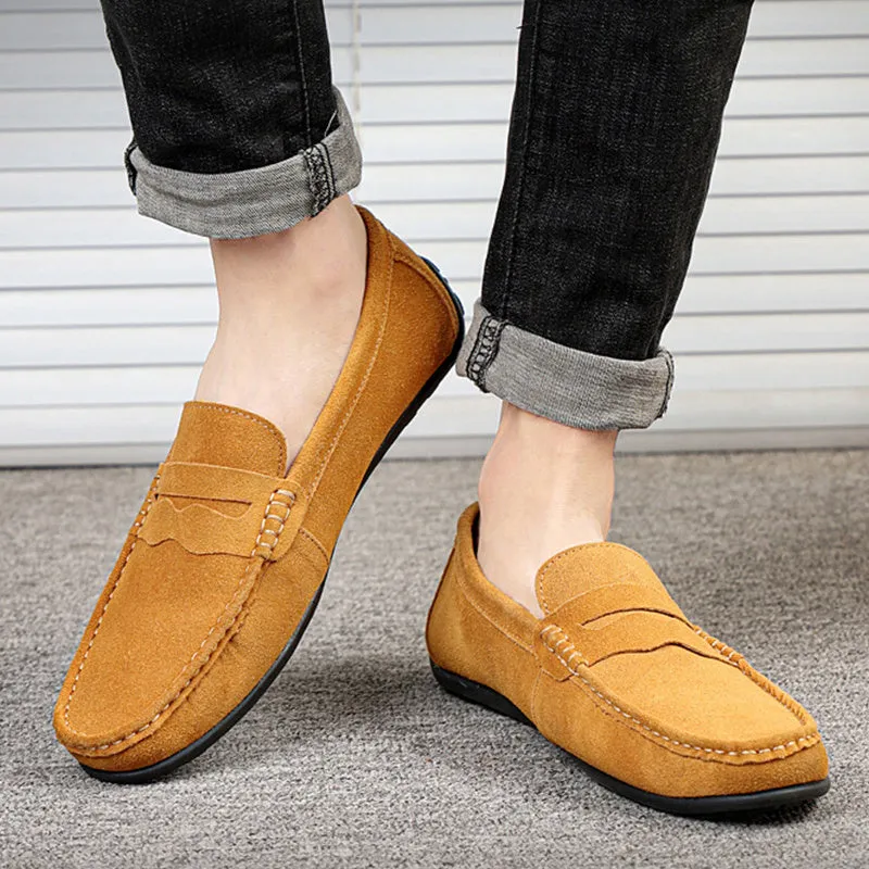 Men's suede loafers slip-on casual shoes in multiple colours with round toe
