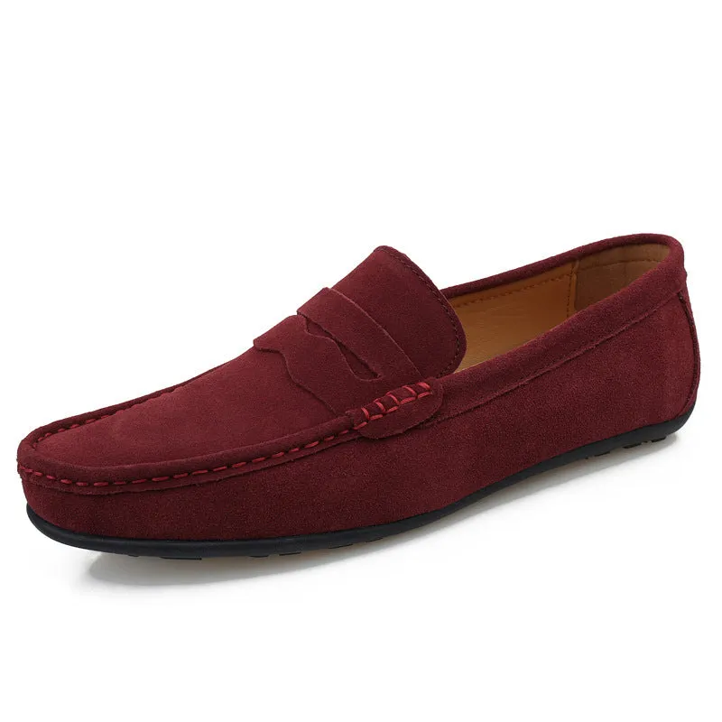 Men's suede loafers slip-on casual shoes in multiple colours with round toe