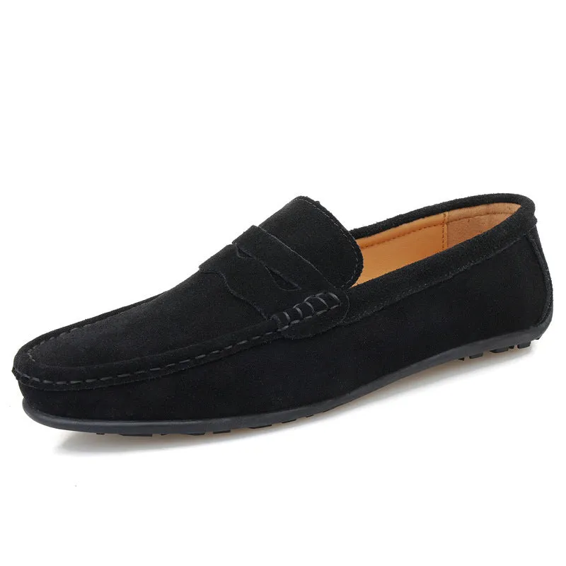 Men's suede loafers slip-on casual shoes in multiple colours with round toe