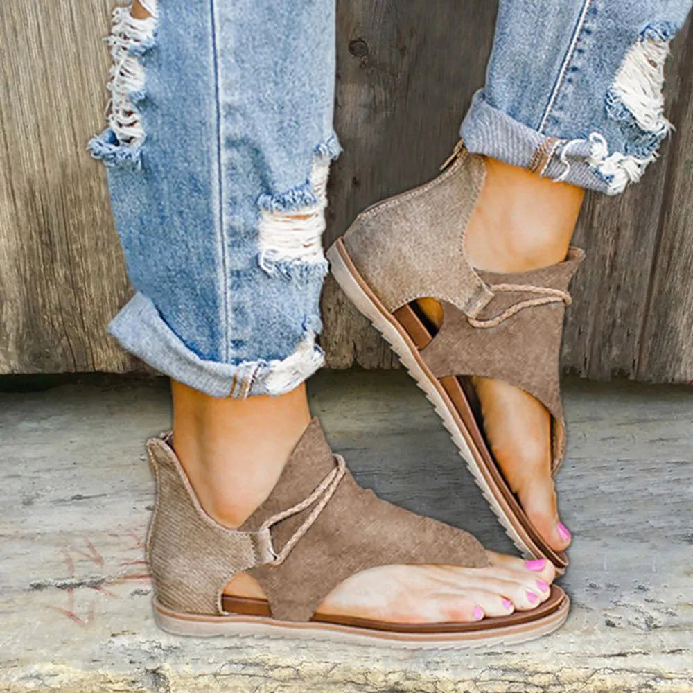 Women's flat cushioned sandals with synthetic upper and rubber outsole in multiple colour options