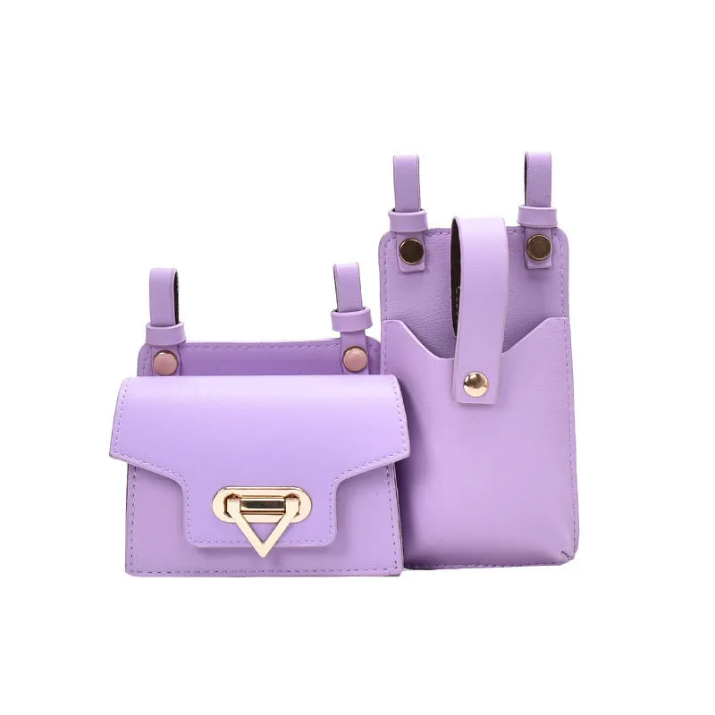 Small square PU women's crossbody chest belt bag in black with colour contrast detailing and magnetic button closure