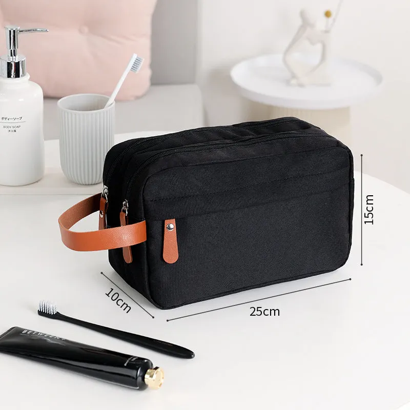 Men's polyester toiletry bag with sealed closure in gray colour, 25x15x10cm size for travel storage