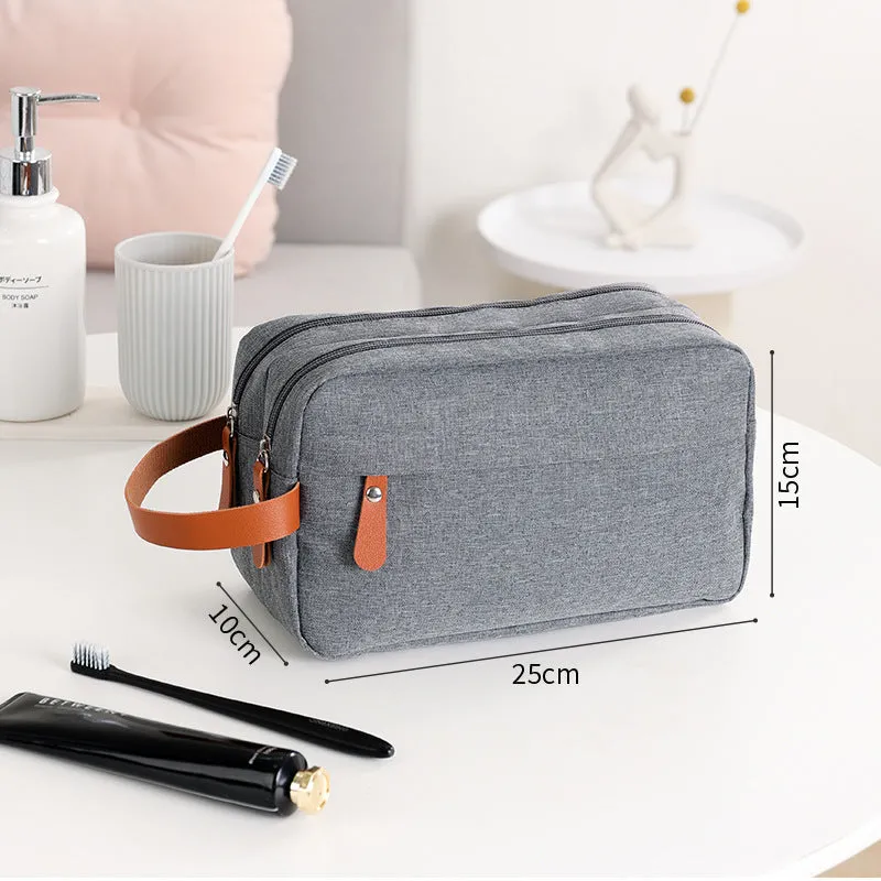 Men's polyester toiletry bag with sealed closure in gray colour, 25x15x10cm size for travel storage