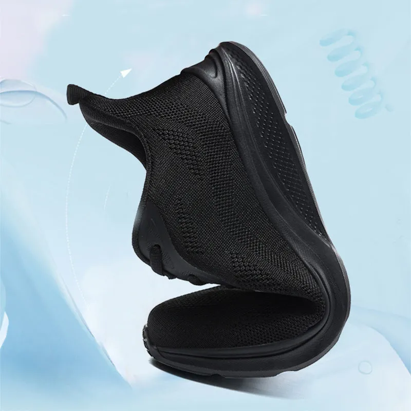 Men's lace-up running shoes with mesh upper, low-top platform sole, solid colour design, spring casual wear
