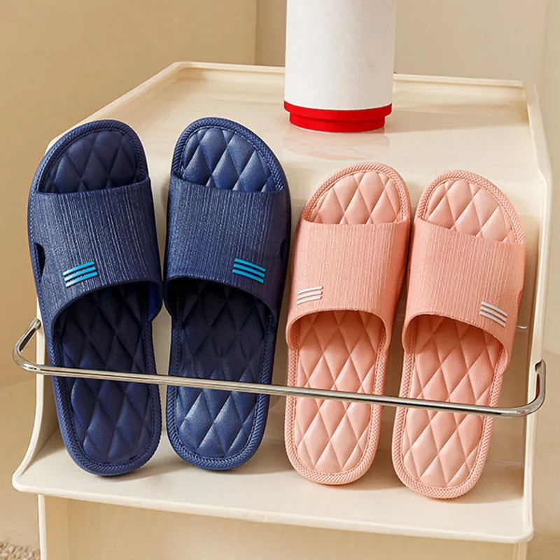 Anti-slip lozenge texture PVC home slippers in solid colours for indoor summer wear