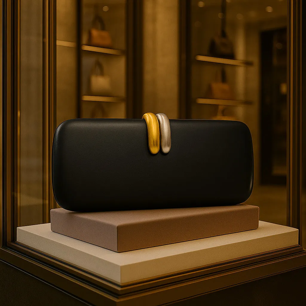 Hard oval PU clutch bag with chain strap in burgundy, showing three-dimensional pocket and crossbody wear option