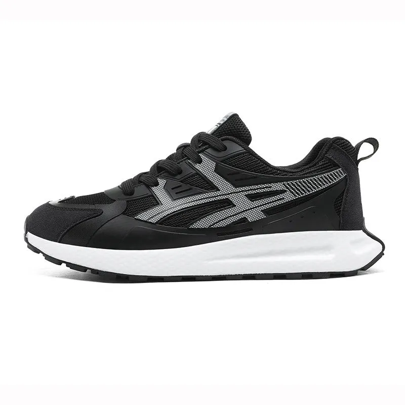 Men's casual non-slip shock absorption sneaker with breathable KPU upper, popcorn rubber sole, available in white