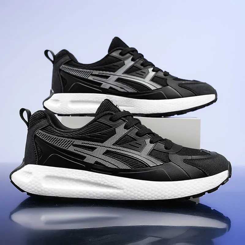 Men's casual non-slip shock absorption sneaker with breathable KPU upper, popcorn rubber sole, available in white