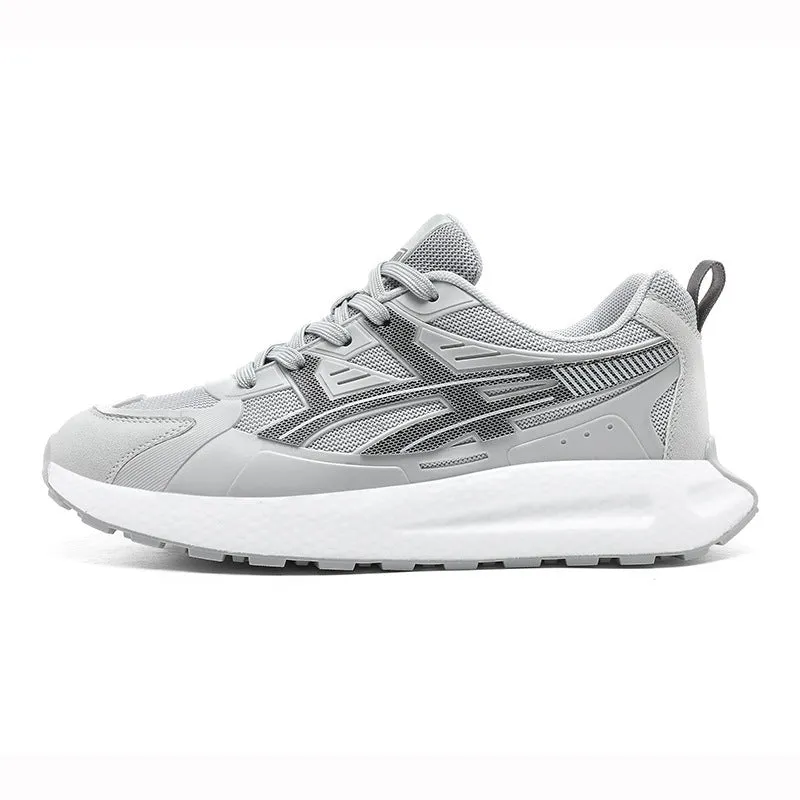 Men's casual non-slip shock absorption sneaker with breathable KPU upper, popcorn rubber sole, available in white