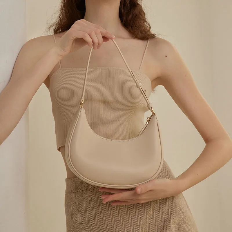 Woolen hard shell one shoulder underarm bag in YDD111 Pink with cowhide lining and zipper compartment