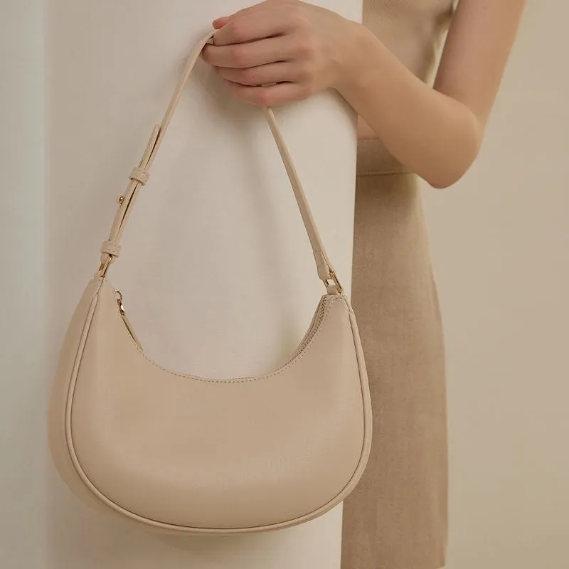 Woolen hard shell one shoulder underarm bag in YDD111 Pink with cowhide lining and zipper compartment