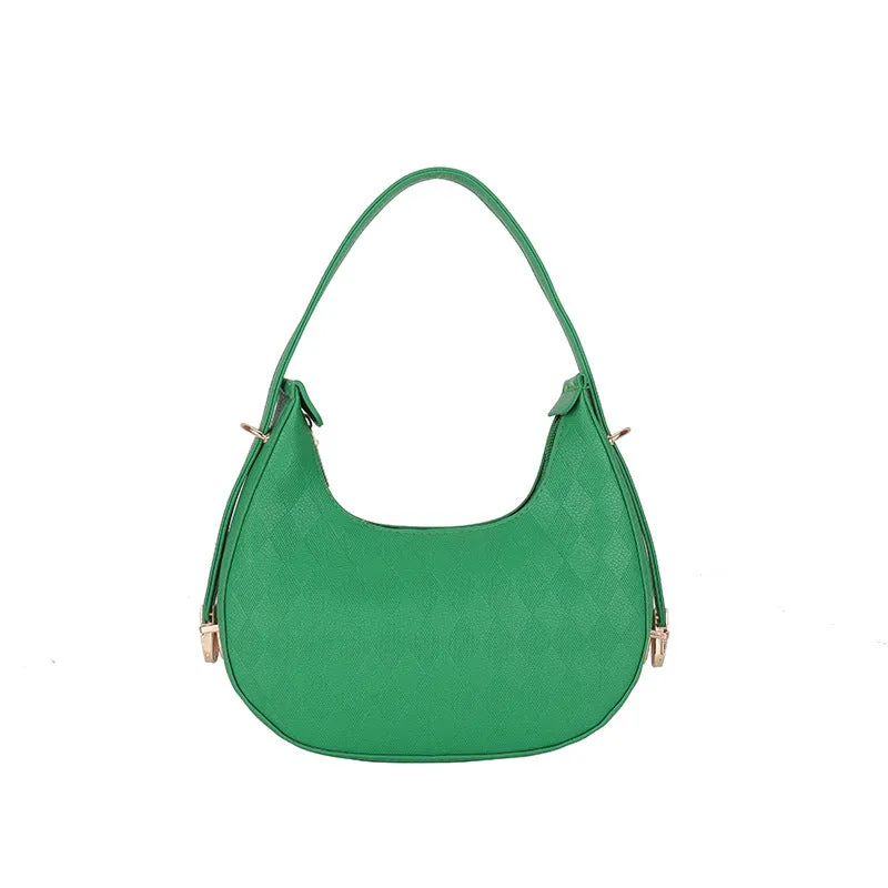 French underarm bag women PU rhombus pattern handbag sandwich pocket 22x20x5cm five colours