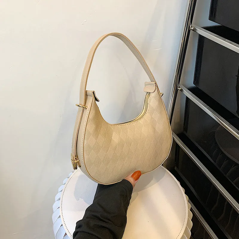 French underarm bag women PU rhombus pattern handbag sandwich pocket 22x20x5cm five colours