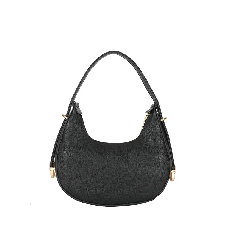French underarm bag women PU rhombus pattern handbag sandwich pocket 22x20x5cm five colours