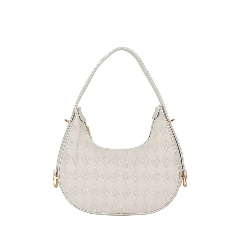 French underarm bag women PU rhombus pattern handbag sandwich pocket 22x20x5cm five colours