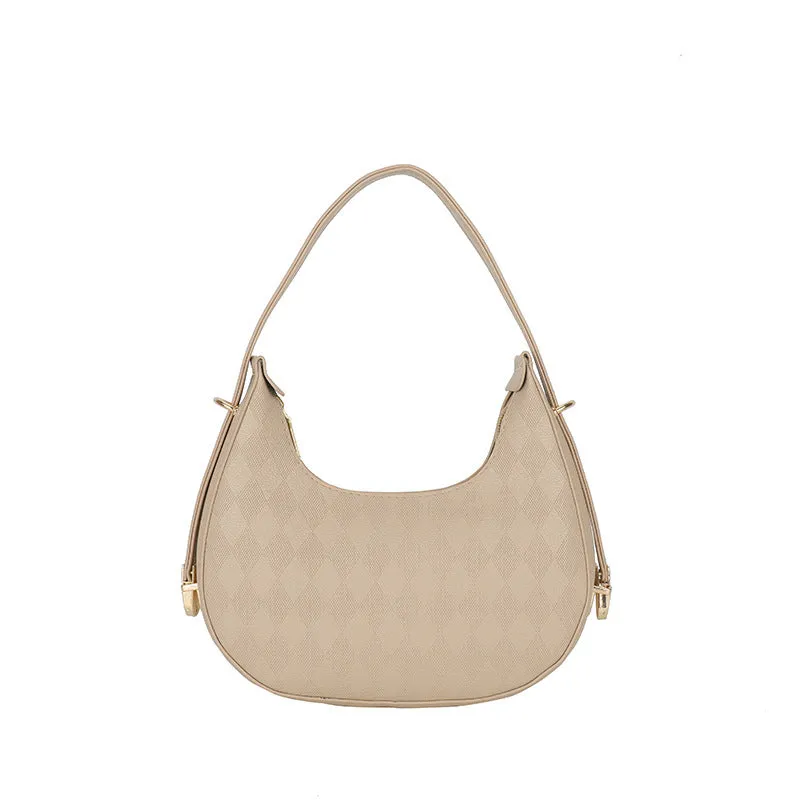 French underarm bag women PU rhombus pattern handbag sandwich pocket 22x20x5cm five colours