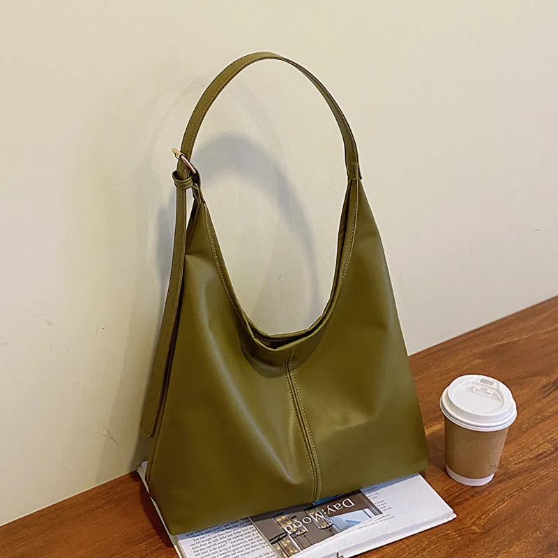 Retro textured PU bucket shape shoulder bag for women urban simplicity style