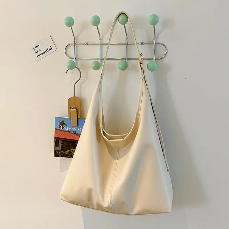 Retro textured PU bucket shape shoulder bag for women urban simplicity style
