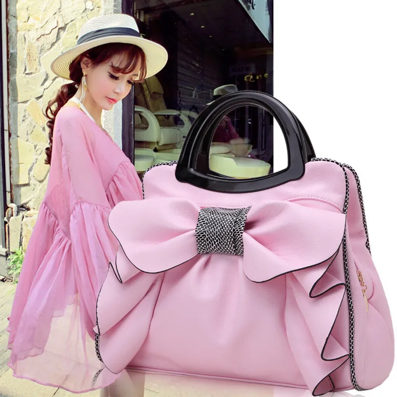 Women handbag designer leather handbags retro wedding tote with bow detail and flower embossed texture in beige colour