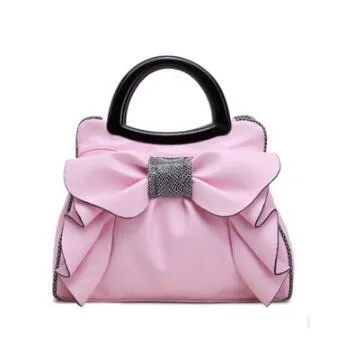 Women handbag designer leather handbags retro wedding tote with bow detail and flower embossed texture in beige colour