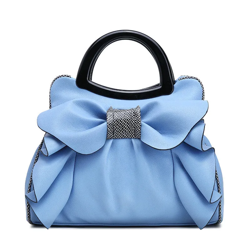 Women handbag designer leather handbags retro wedding tote with bow detail and flower embossed texture in beige colour