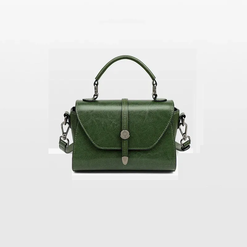Genuine leather crossbody shoulder bag in dark brown, horizontal square shape with stitched details, 20x9x12 cm