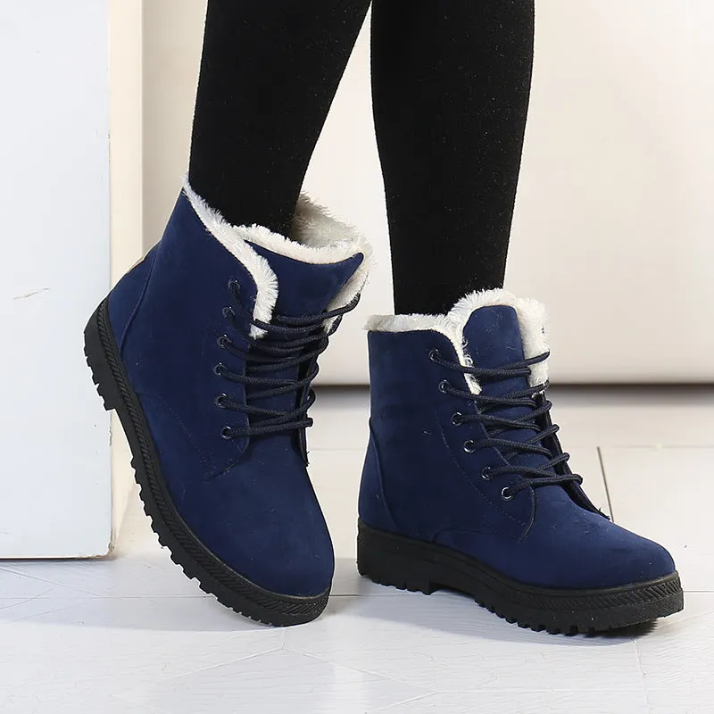 Warm snow boots with rubber outsole, low heel, available in multiple colours and EU sizes 35-44