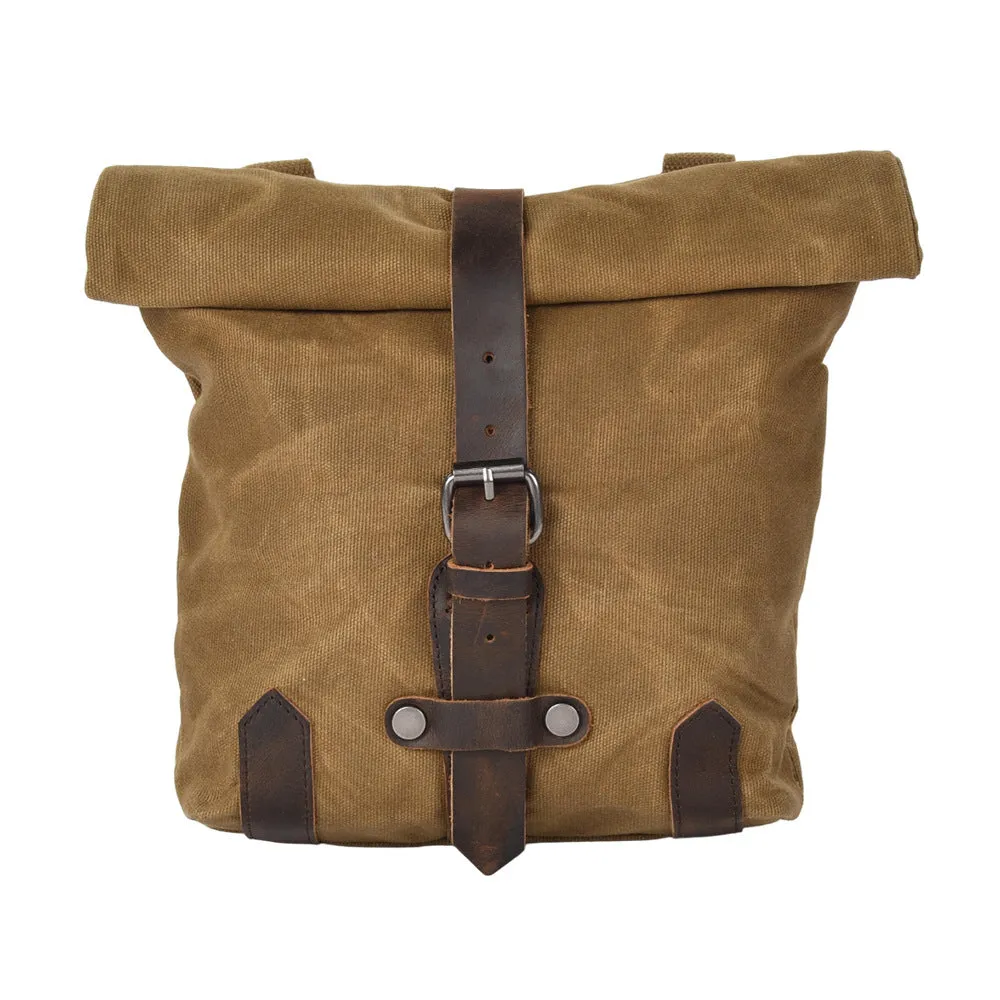 Universal motorcycle side bag batik canvas tool pannier in black and khaki colours
