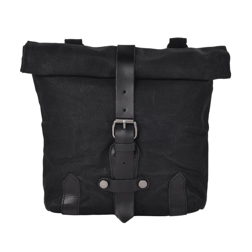 Universal motorcycle side bag batik canvas tool pannier in black and khaki colours