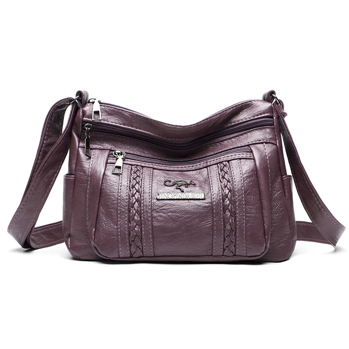 European minimalist shoulder crossbody bag in soft PU, sandwich pocket, compact 24x20x8cm size, available in multiple colours