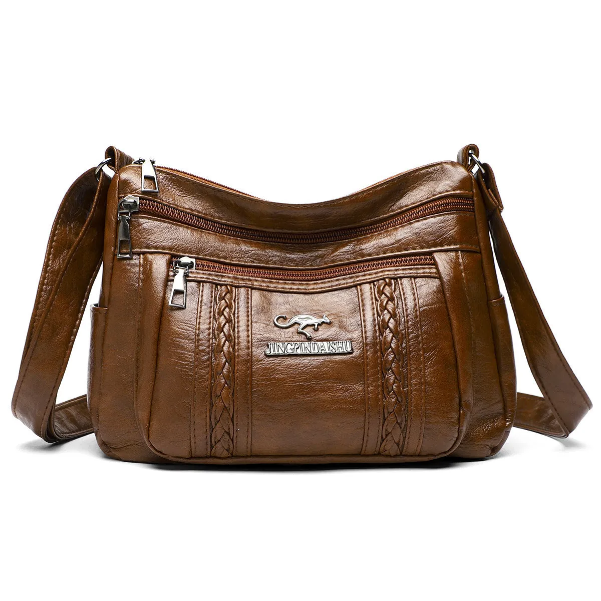 European minimalist shoulder crossbody bag in soft PU, sandwich pocket, compact 24x20x8cm size, available in multiple colours