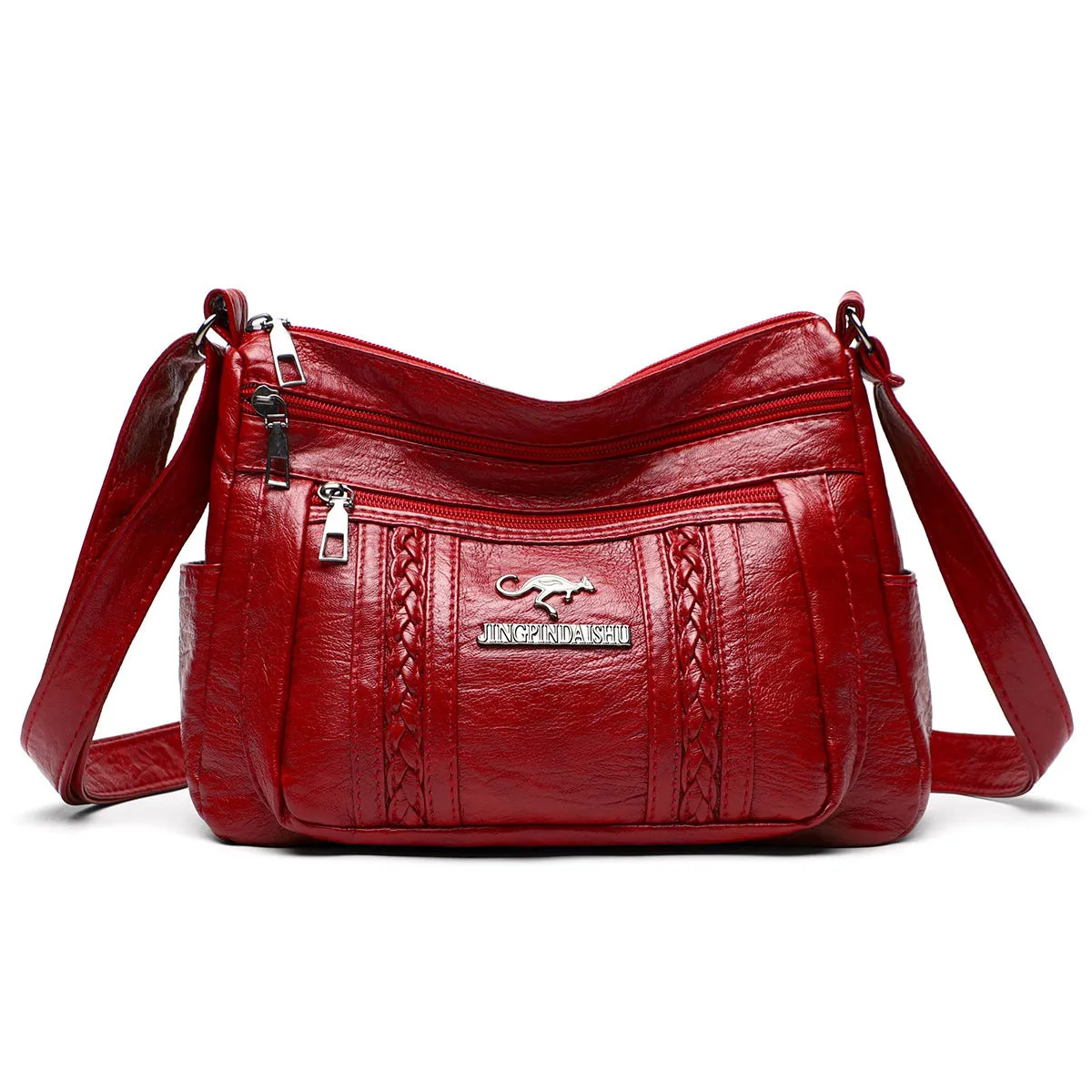 European minimalist shoulder crossbody bag in soft PU, sandwich pocket, compact 24x20x8cm size, available in multiple colours