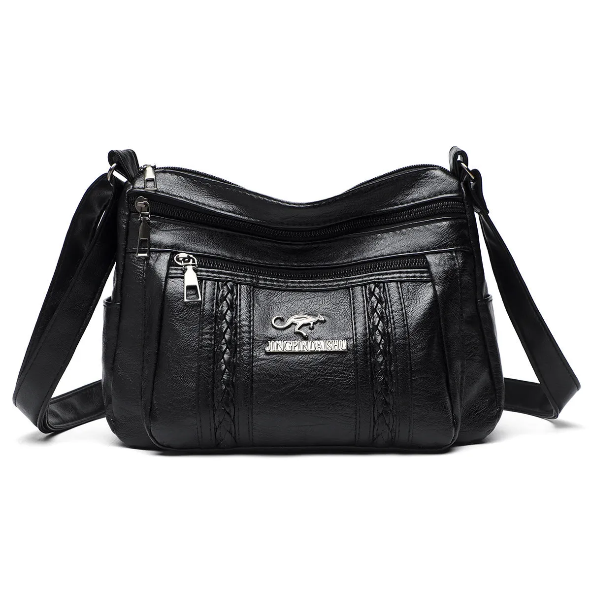 European minimalist shoulder crossbody bag in soft PU, sandwich pocket, compact 24x20x8cm size, available in multiple colours