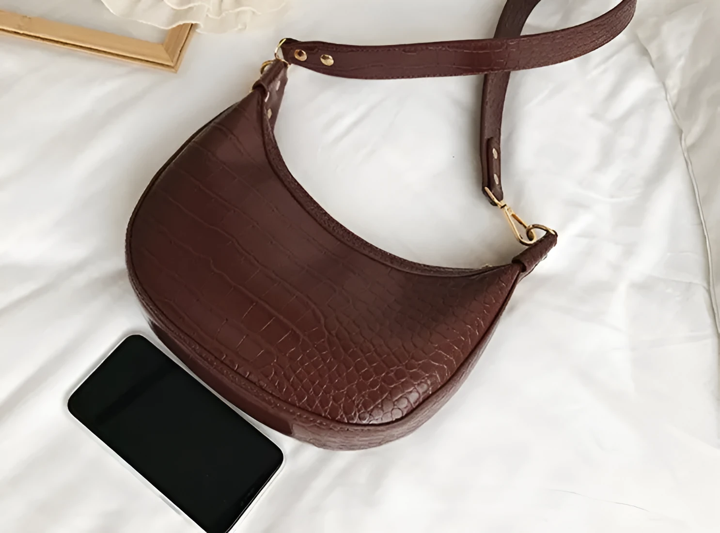Fairy dumpling bag in PU with crossbody strap, 24cm wide, available in multiple colours