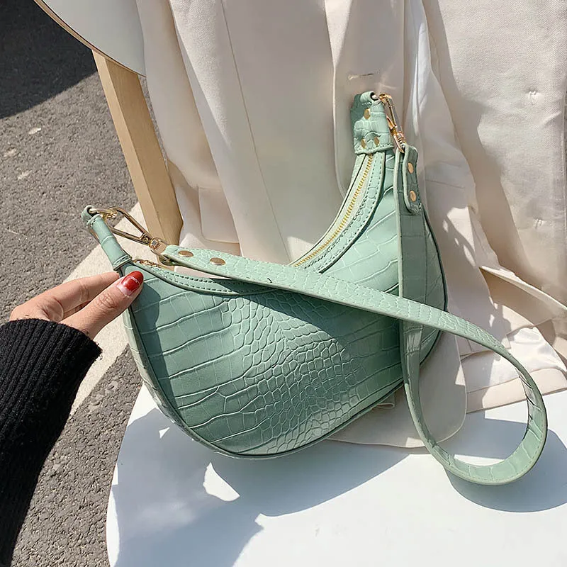 Fairy dumpling bag in PU with crossbody strap, 24cm wide, available in multiple colours