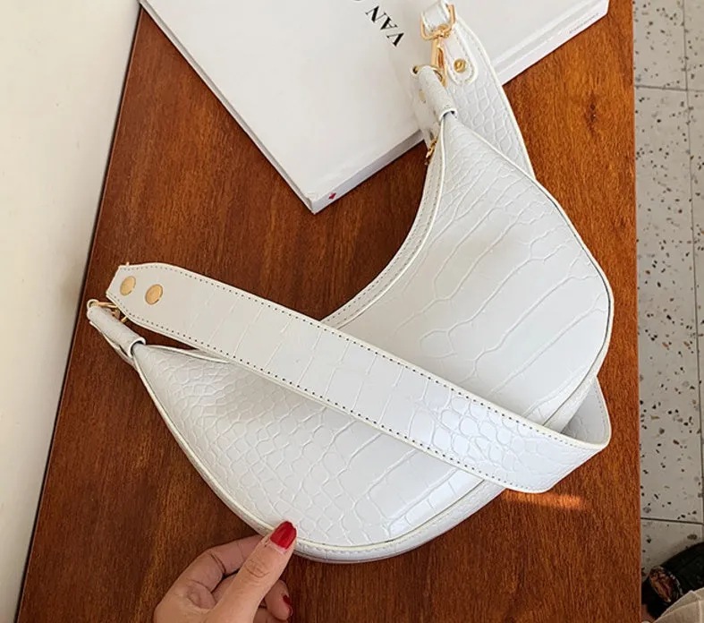 Fairy dumpling bag in PU with crossbody strap, 24cm wide, available in multiple colours