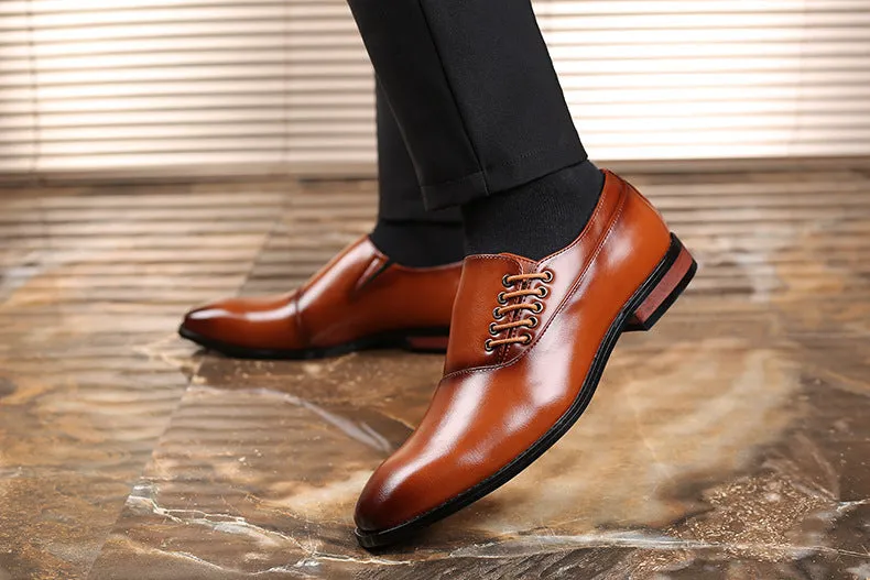 Plus size men's business formal oxford shoes in black artificial PU upper
