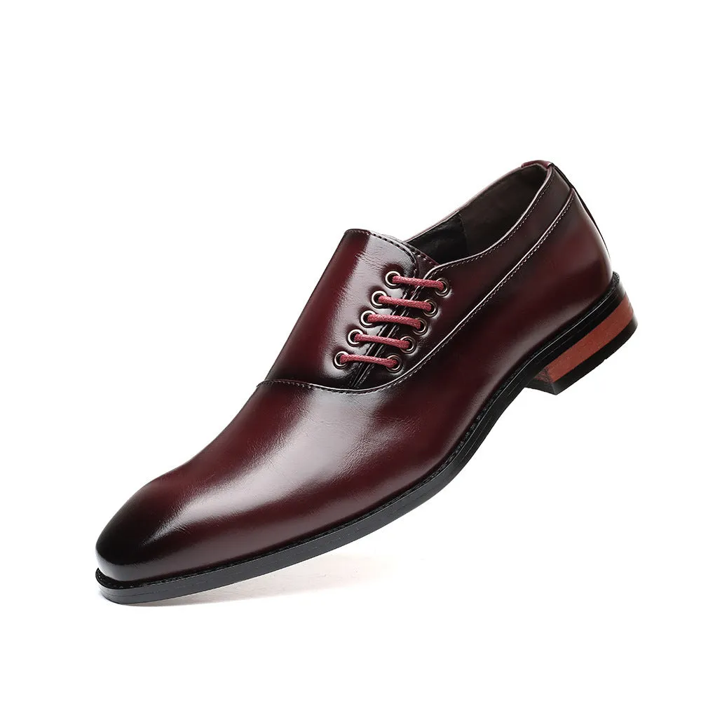 Plus size men's business formal oxford shoes in black artificial PU upper