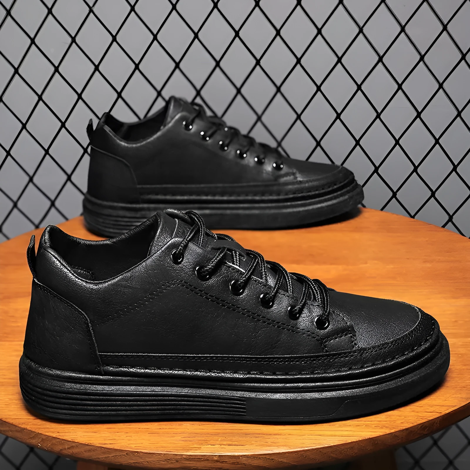 Korean style outdoor sports board shoes for men in solid colour low top flat heel black brown grey sizes 39-44
