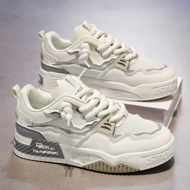 Men's low-top board shoes with soft rubber soles and mesh lining in three colour options