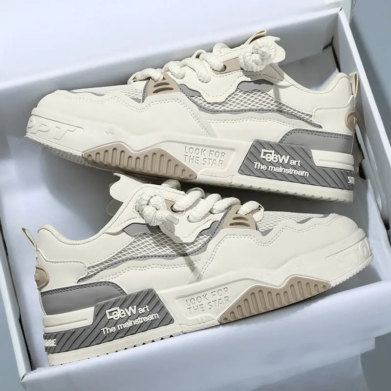 Men's low-top board shoes with soft rubber soles and mesh lining in three colour options