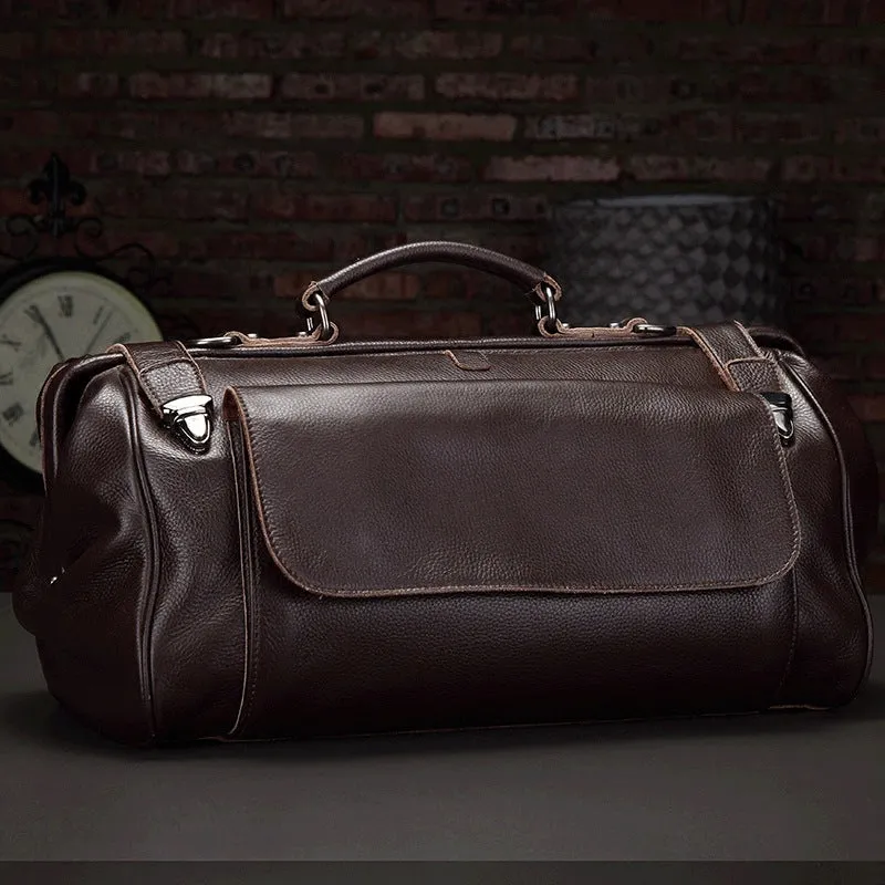 Genuine leather business travel bag Italian crocodile leather 19 inch brown colour