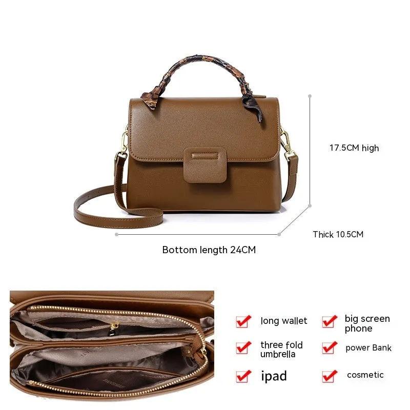 Women's soft PU crossbody bag in horizontal square shape with double shoulder straps, available in five colours