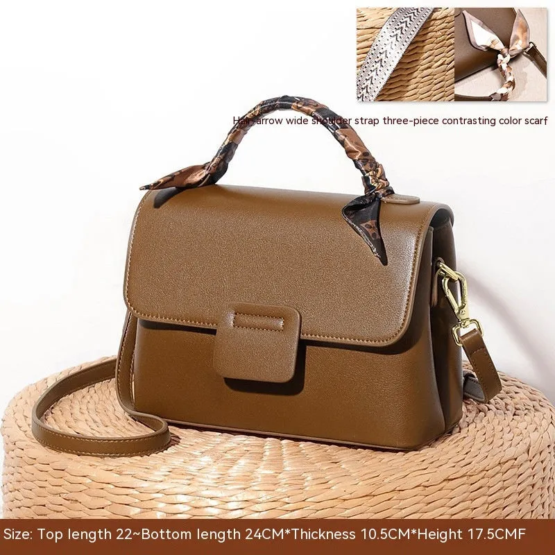 Women's soft PU crossbody bag in horizontal square shape with double shoulder straps, available in five colours