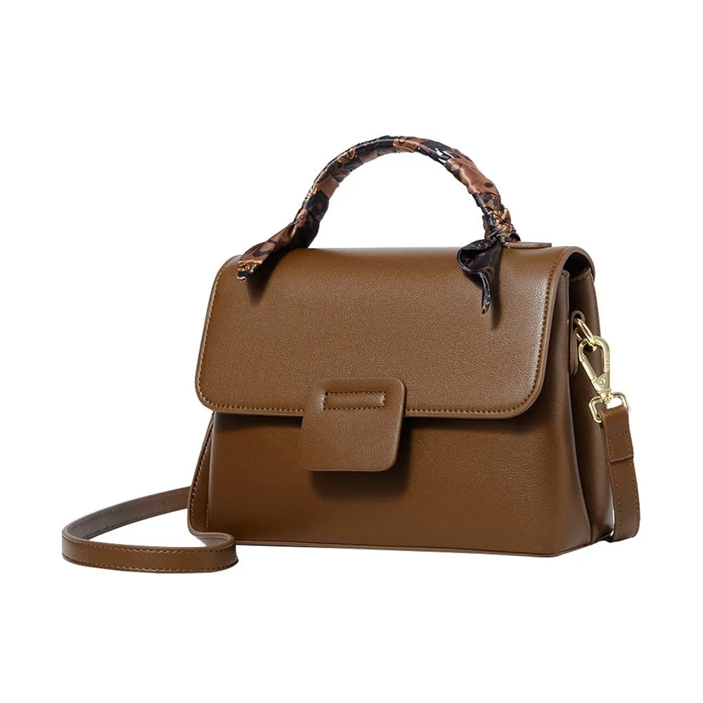 Women's soft PU crossbody bag in horizontal square shape with double shoulder straps, available in five colours