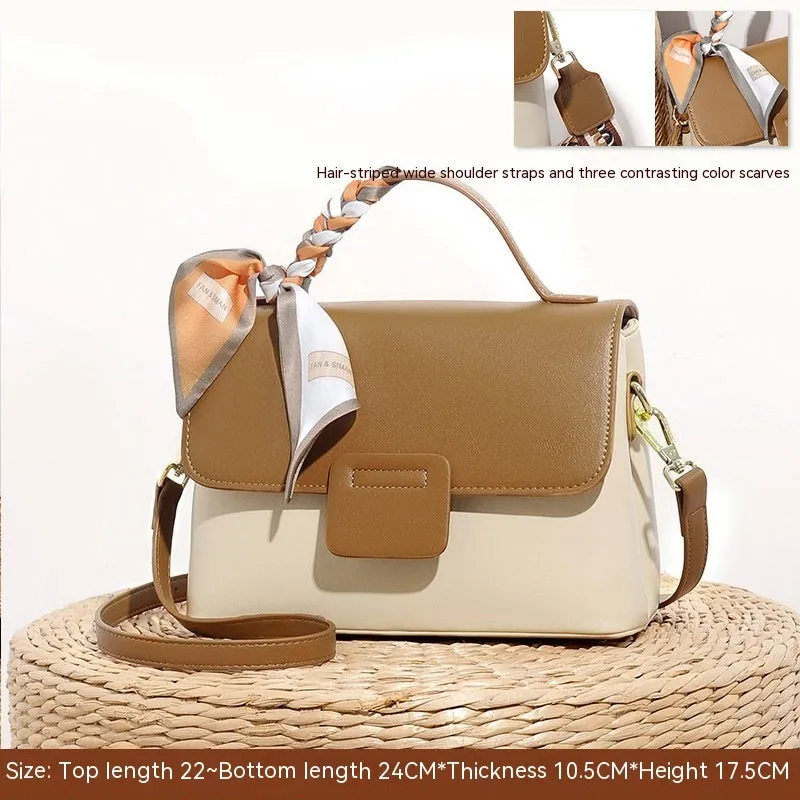 Women's soft PU crossbody bag in horizontal square shape with double shoulder straps, available in five colours