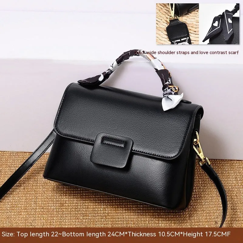 Women's soft PU crossbody bag in horizontal square shape with double shoulder straps, available in five colours