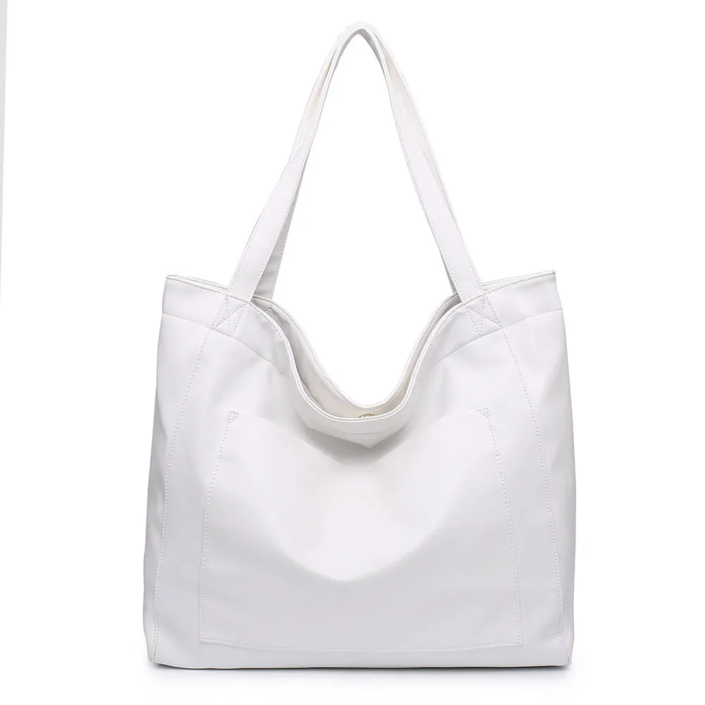 Large capacity oil wax PU tote bag for women in retro style, 40x13x32cm, brown colour