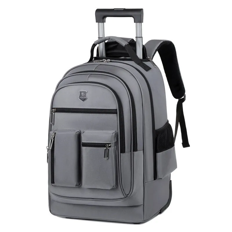 Ultra-light trolley backpack 16-inch Oxford cloth waterproof grey single-directional wheel travel bag